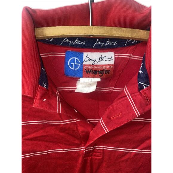 GEORGE STRAIT Cowboy Cut Collection Wrangler Men’s Shirt Red White Stripe Large - Picture 2 of 5